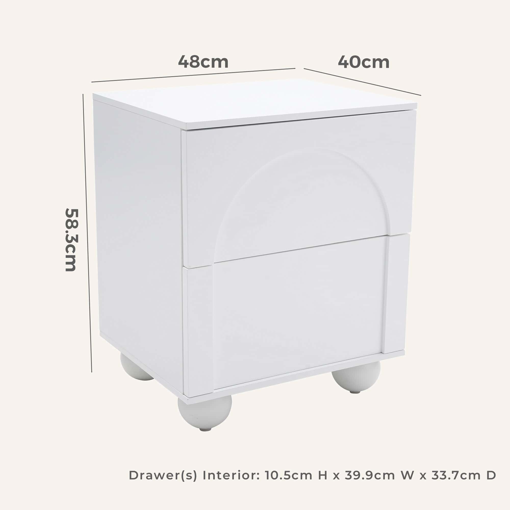 Celestine 2-Drawer Bedside Table with Ball Feet - Image 14