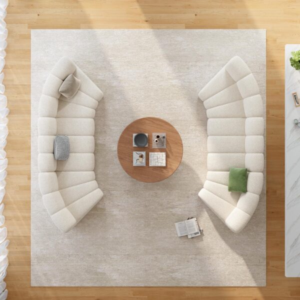 Evan Modular Curved Boucle Sofa – 6-Piece Set