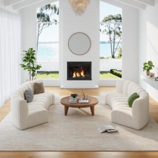 Evan Modular Curved Boucle Sofa – 6-Piece Set