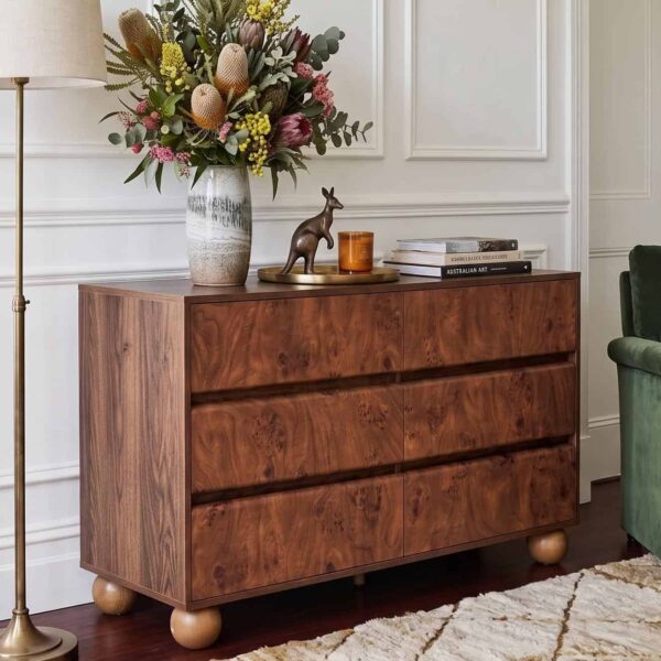 Walnut Effect Six-Drawer Chest